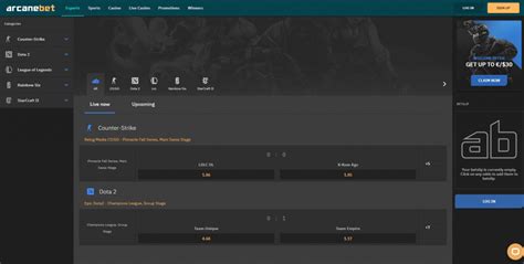 Arcanebet eSports Betting Review I Bonuses and Odds for eSport.